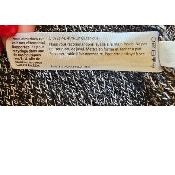 Eileen Fisher Wool Linen Open Cardigan Sweater Colorblock Gray Size XL, NEW - Picture 8 of 9